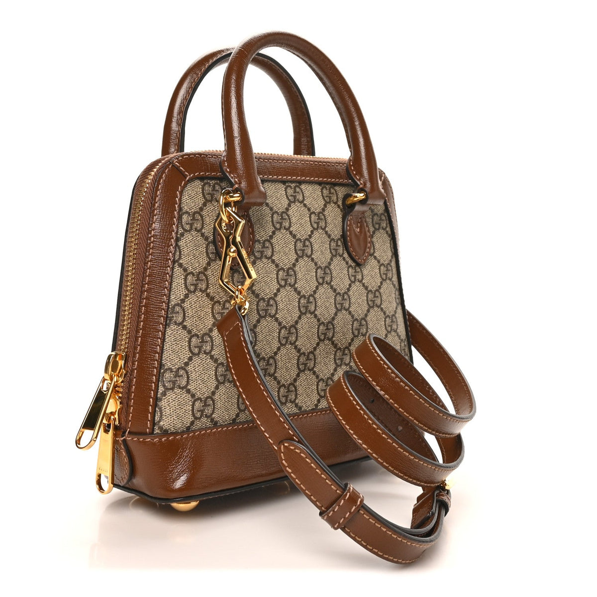 GUCCI GG Supreme Horsebit 1955 Mini Top Handle Bag in brown, w dust bag