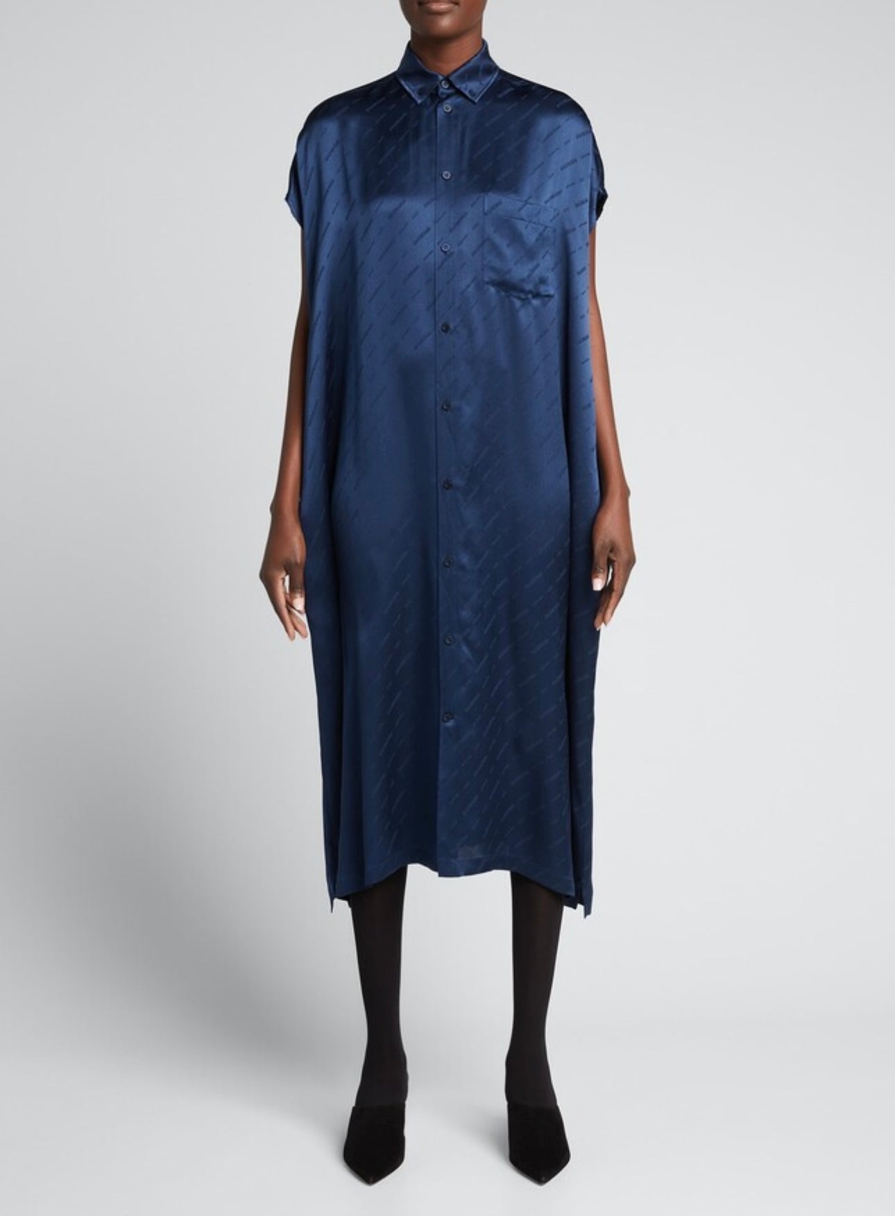 Balenciaga Jacquard Logo Silk Midi Dress