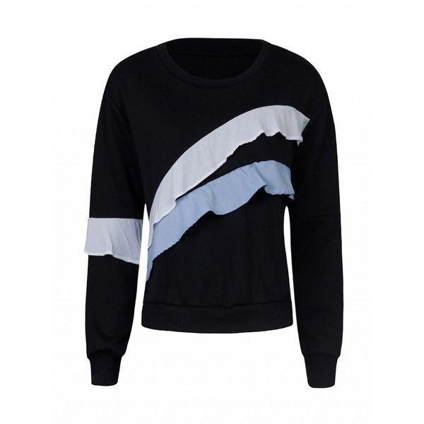 MSGM black sweatshirt with white and blue ruffles