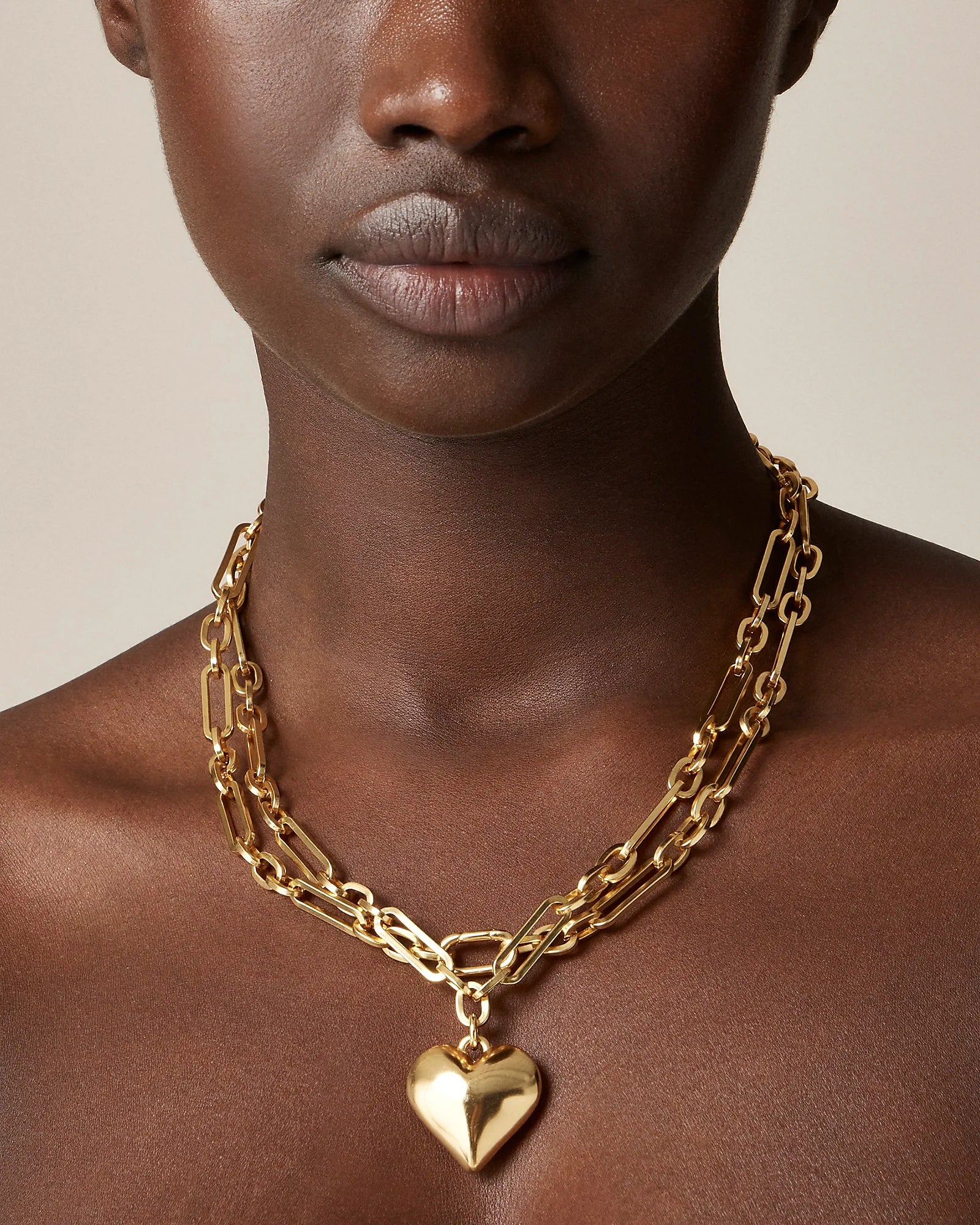 J CREW gold necklace with heart pendant