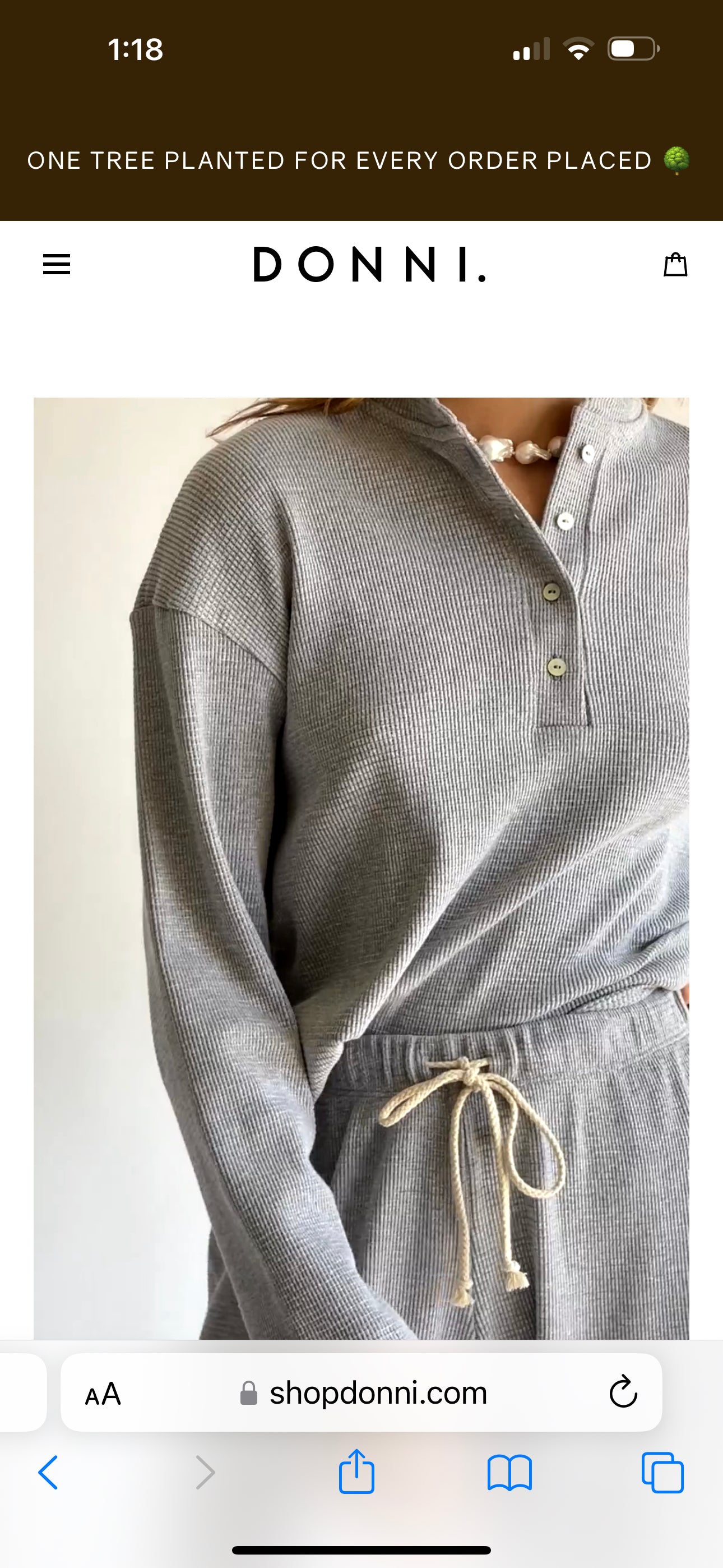 DONNI - grey thermal waffle Henley