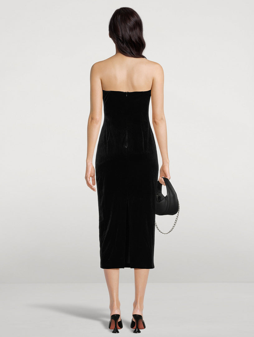 Self Portrait Velvet Strapless Dress