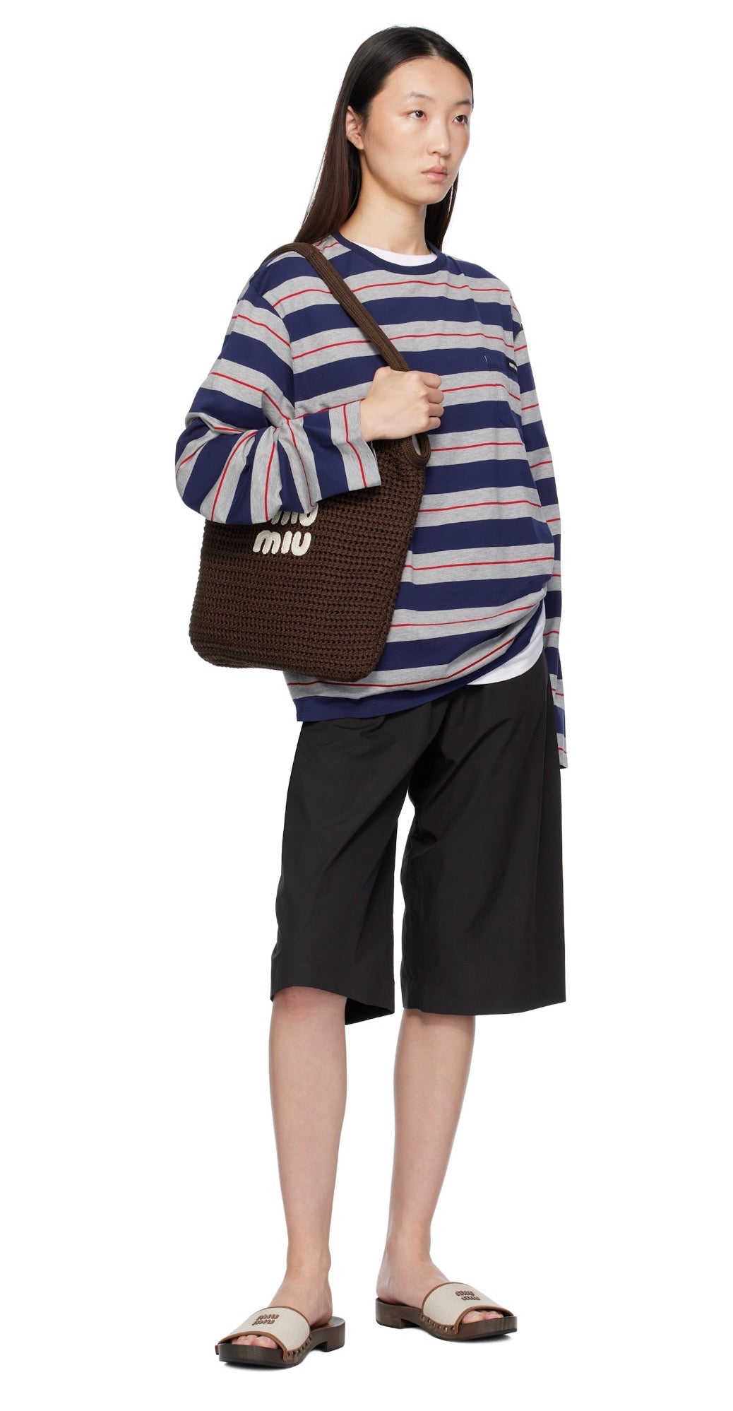 Miu Miu - Beige Canvas Leather Clogs