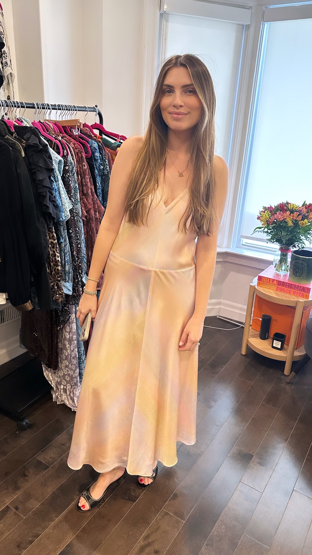 VINCE- tie dye satin dress