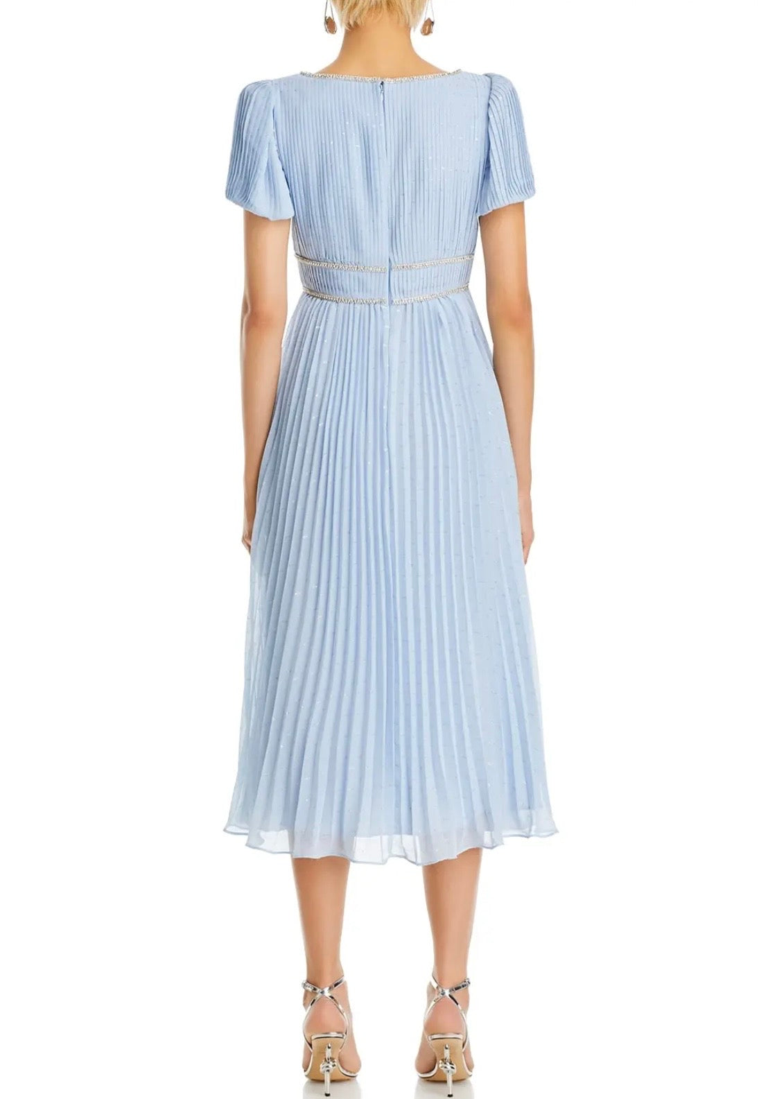 SELF-PORTRAIT metallic chiffon midi dress