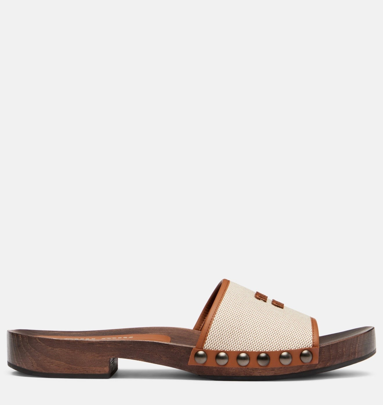 Miu Miu - Beige Canvas Leather Clogs