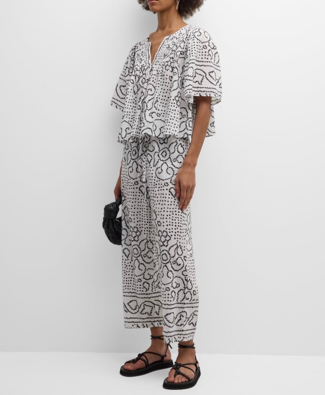 XIRENA - MICAH BLOUSE & TALYN GEO-PRINT CROPPED WIDE-LEG PANTS IN WHITE JEWEL