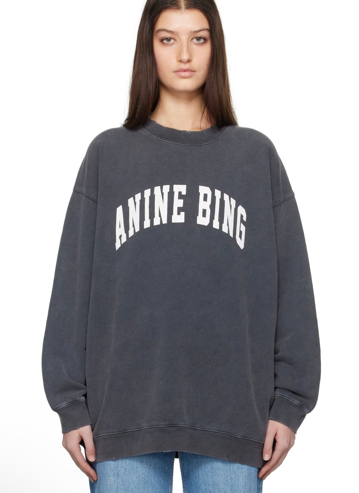 ANINE BING charcoal 'anine bing' sweatshirt
