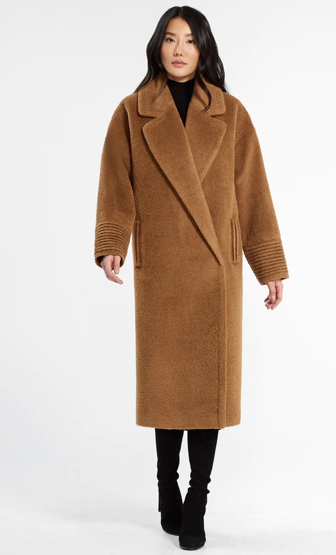 SENTALER - BOUCLÉ ALPACA LONG OVERSIZED NOTCHED COLLAR COAT