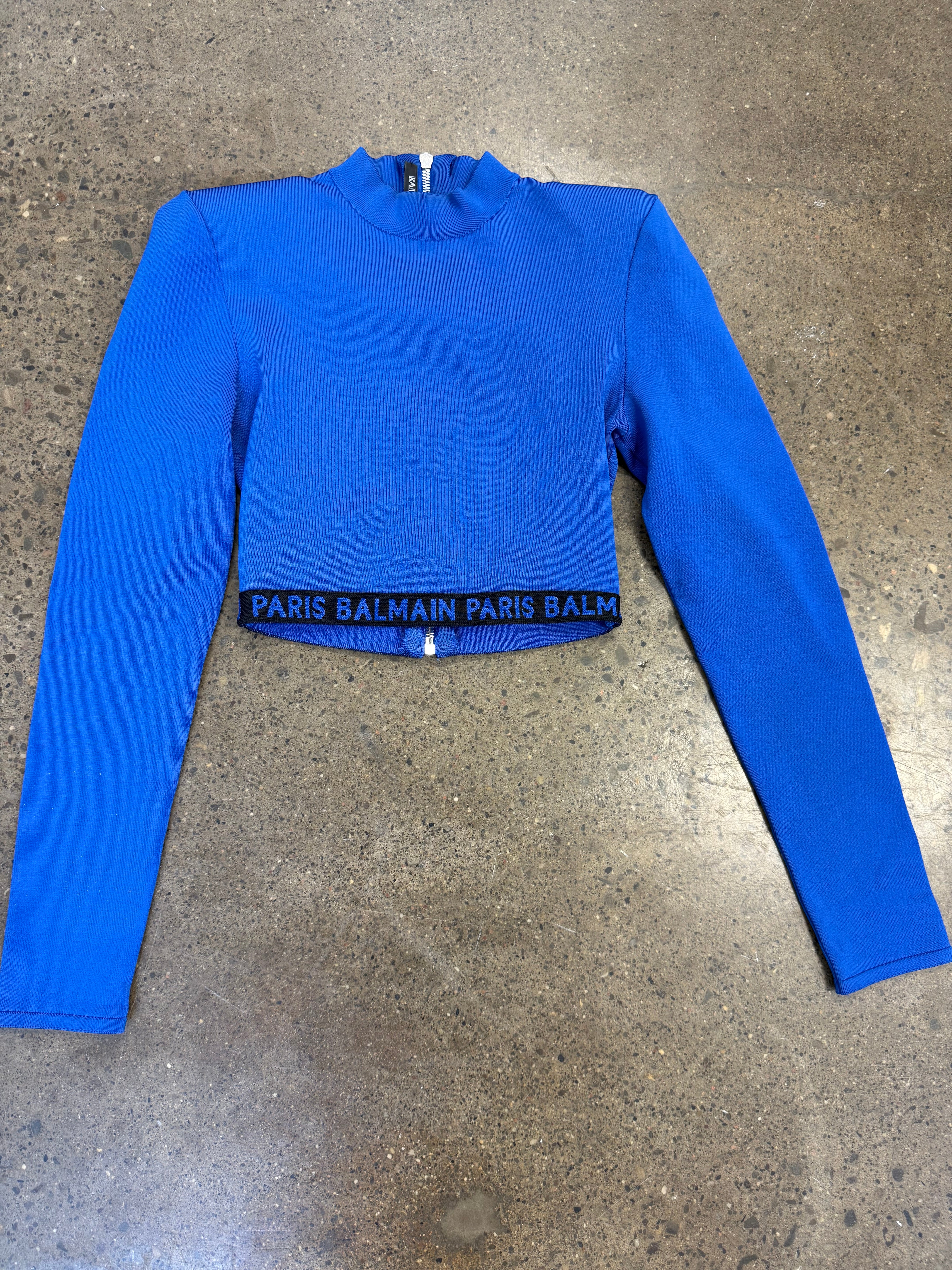 Balmain Royal Blue Cropped Longsleeve Top