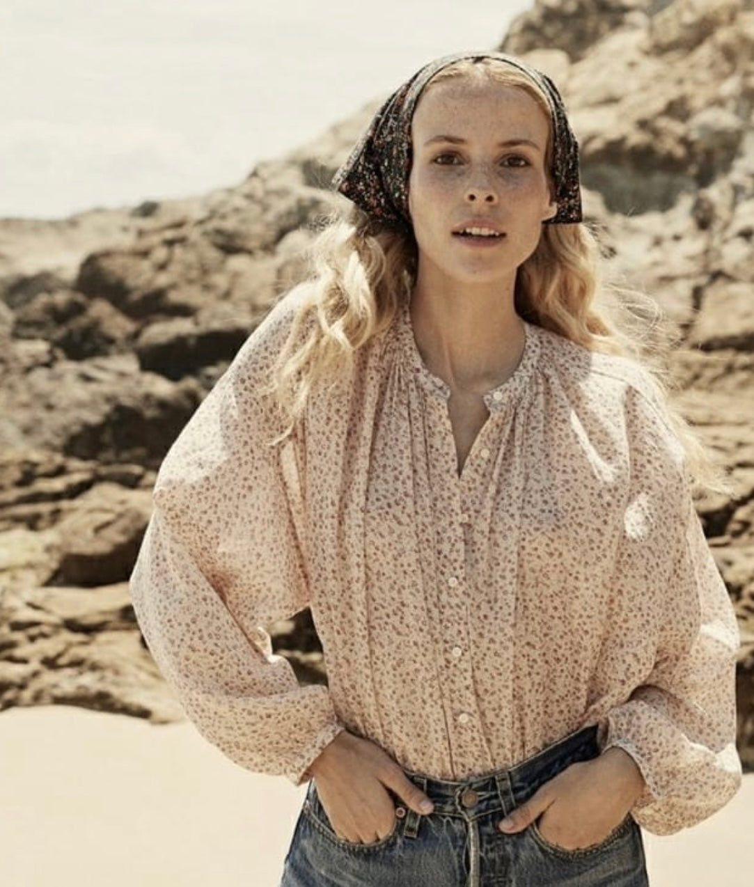 DOEN - Jane Blouse in Peach Floral