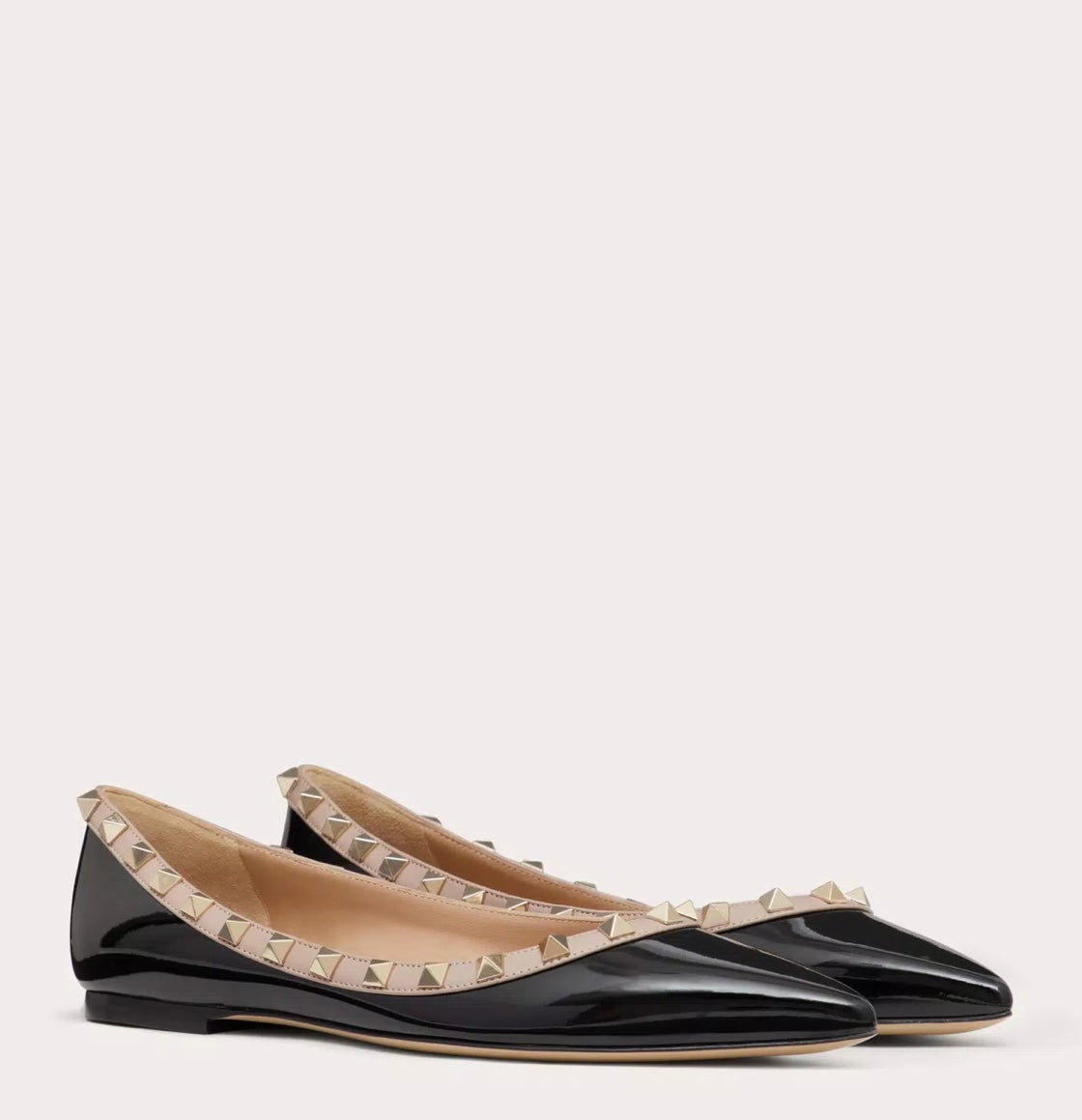 Valentino - Rockstud Pointed Toe Ballerina Flat