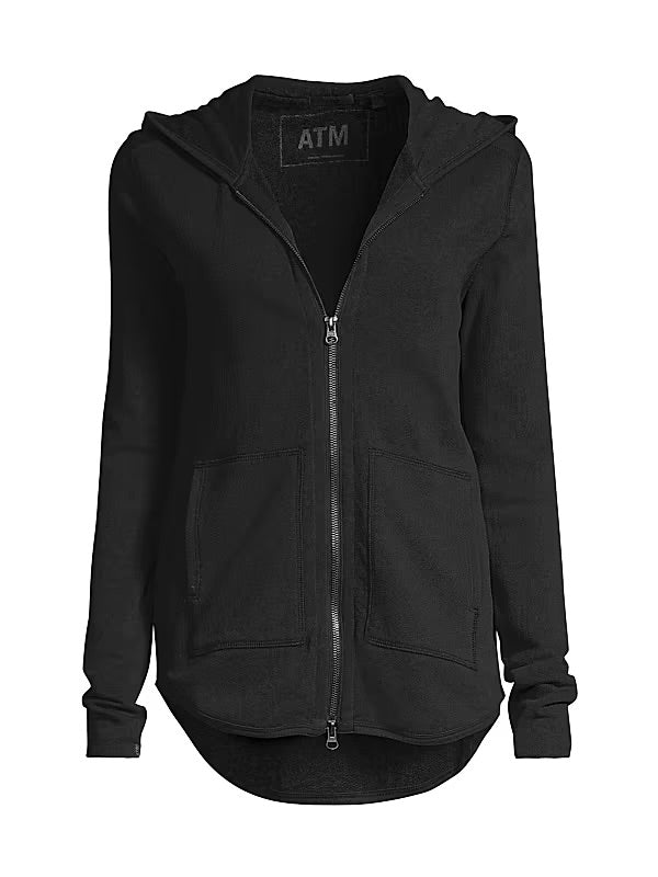 ATM BLACK HOODED ZIP-UP SWEATER