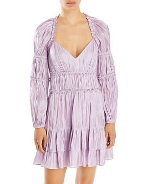 CINQ A SEPT lilac tammy tiered pleated dress