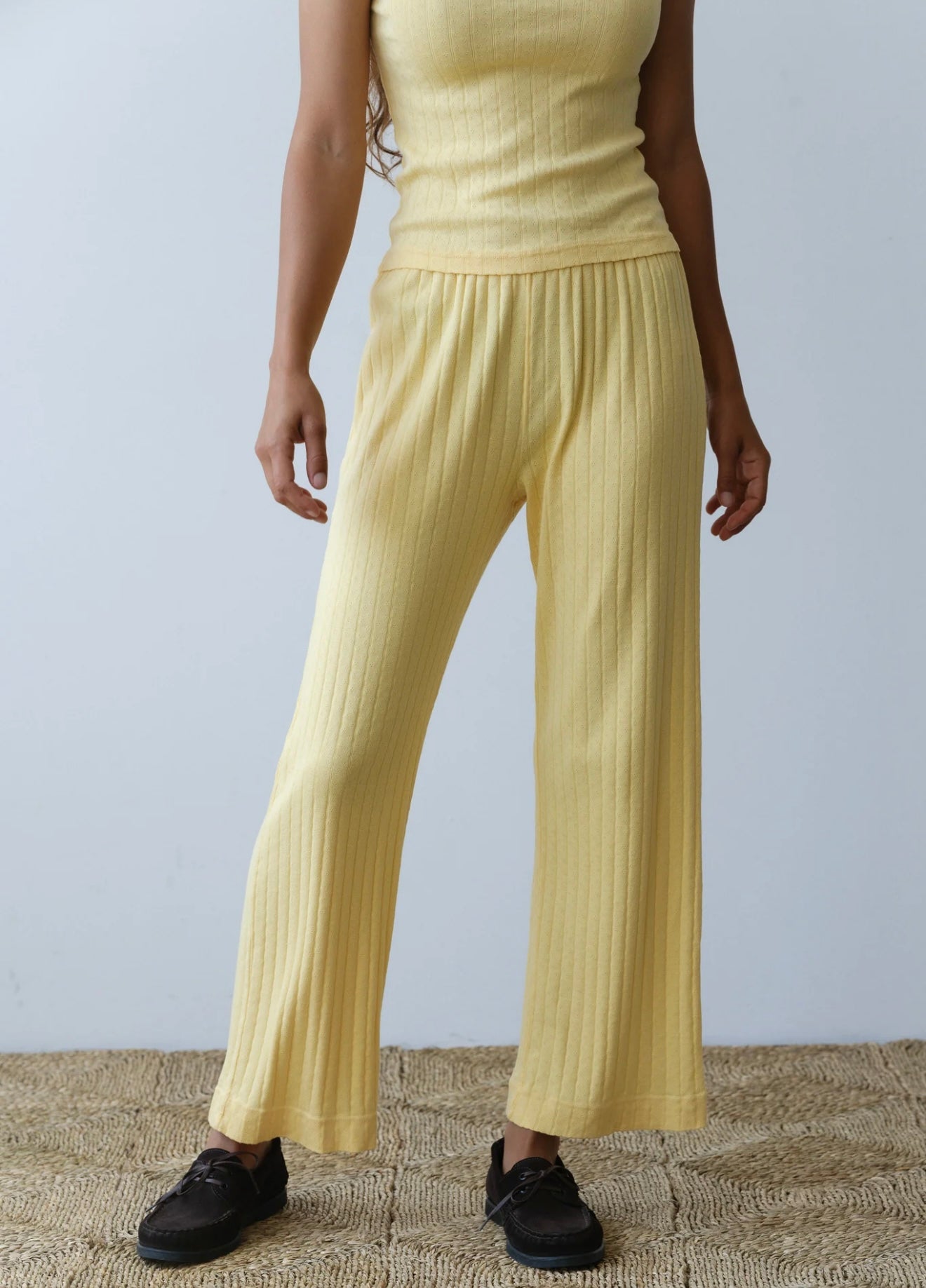 DONNI - The Pointelle Baby Tee & The Pointelle Simple Crop Pant