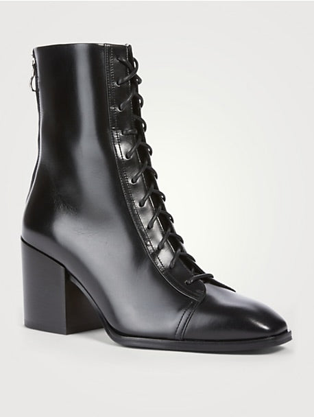 AEYDE black laced heel sqaure toe boots