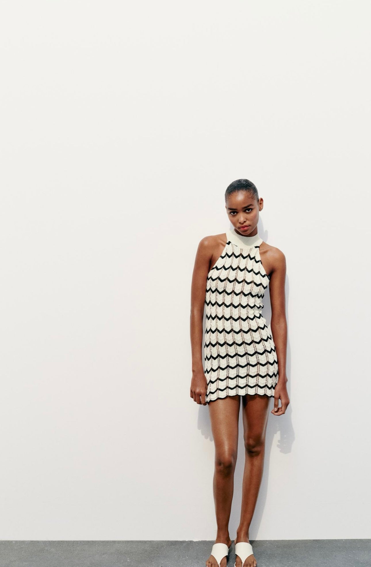 ZARA-STRIPED KNIT MINI DRESS