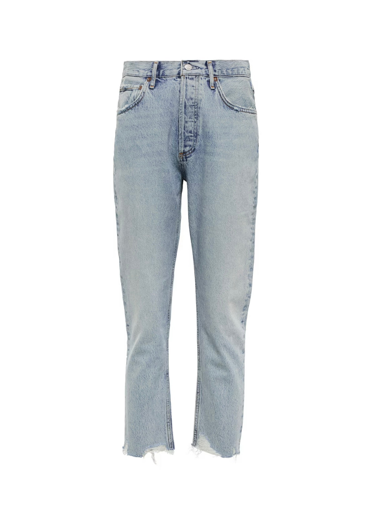 AGOLDE RILEY CROP JEANS IN LIGHT BLUE WASH