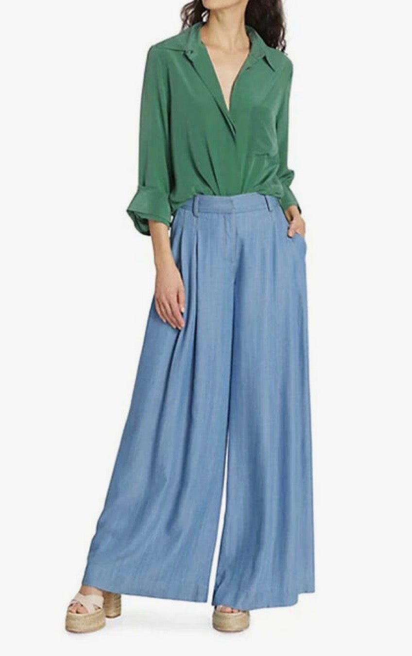 TWP blue pleated wide leg trousers