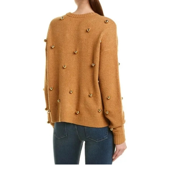 ALICE & OLIVIA tan sweater with gold balls