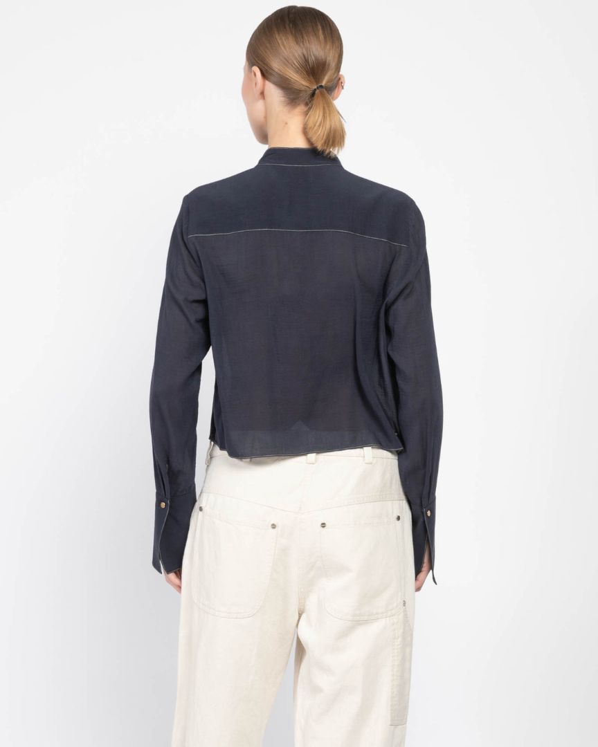 TWP Button Up Ruffle Blouse