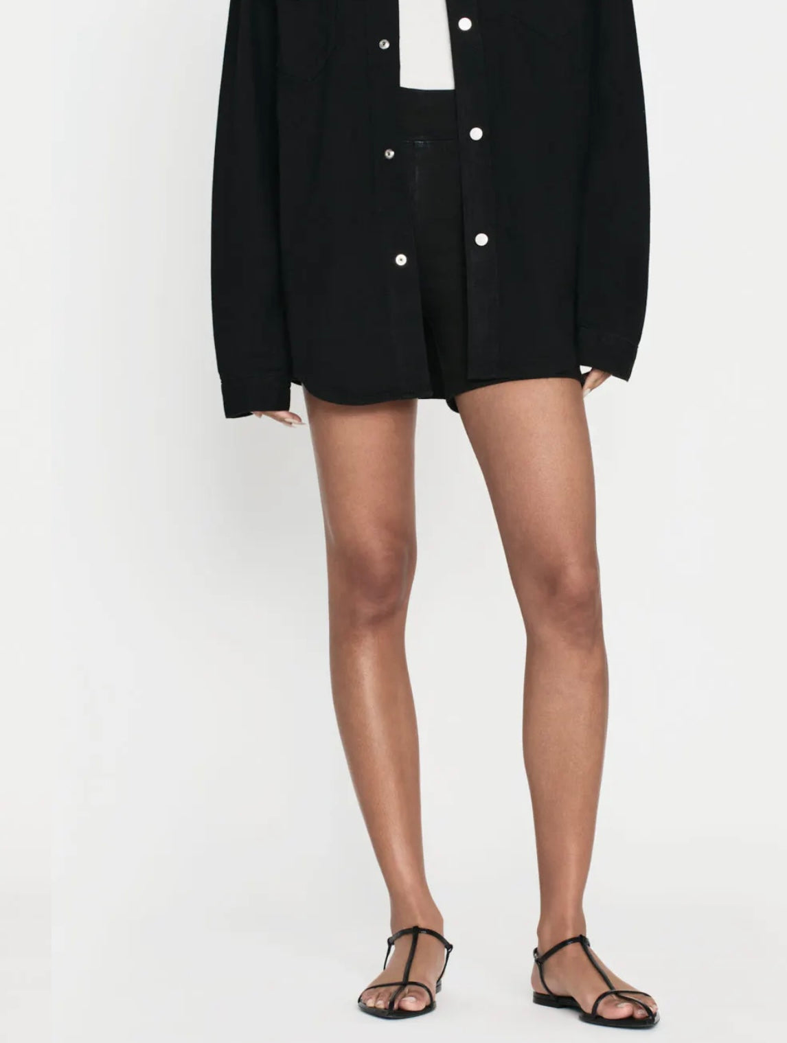 FRAME- JETSET SHORT in Sheen Noir