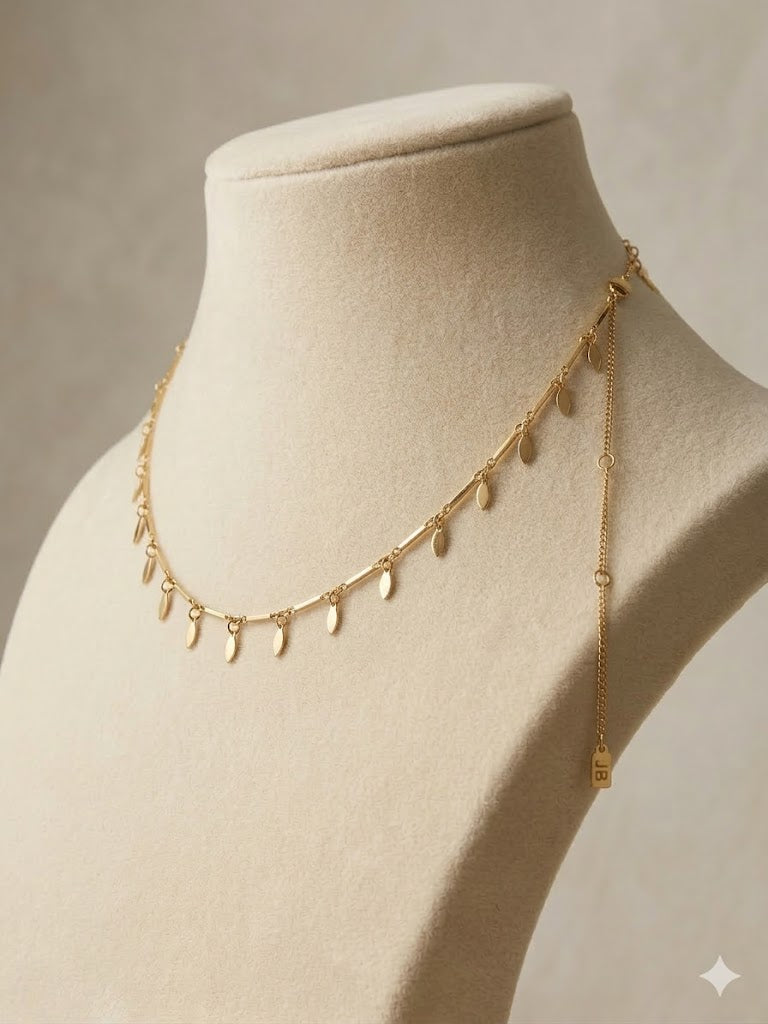 JENNY BIRD GOLD OVAL DROPS CHOCKER NECKLACE