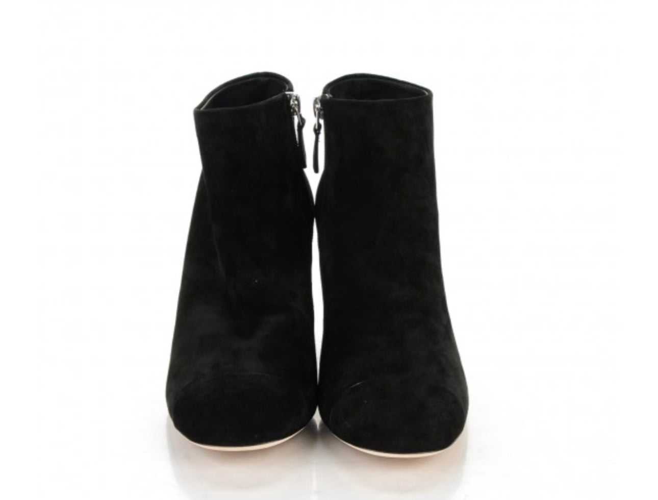 Preloved Chanel - Suede Booties with Logo on Heel