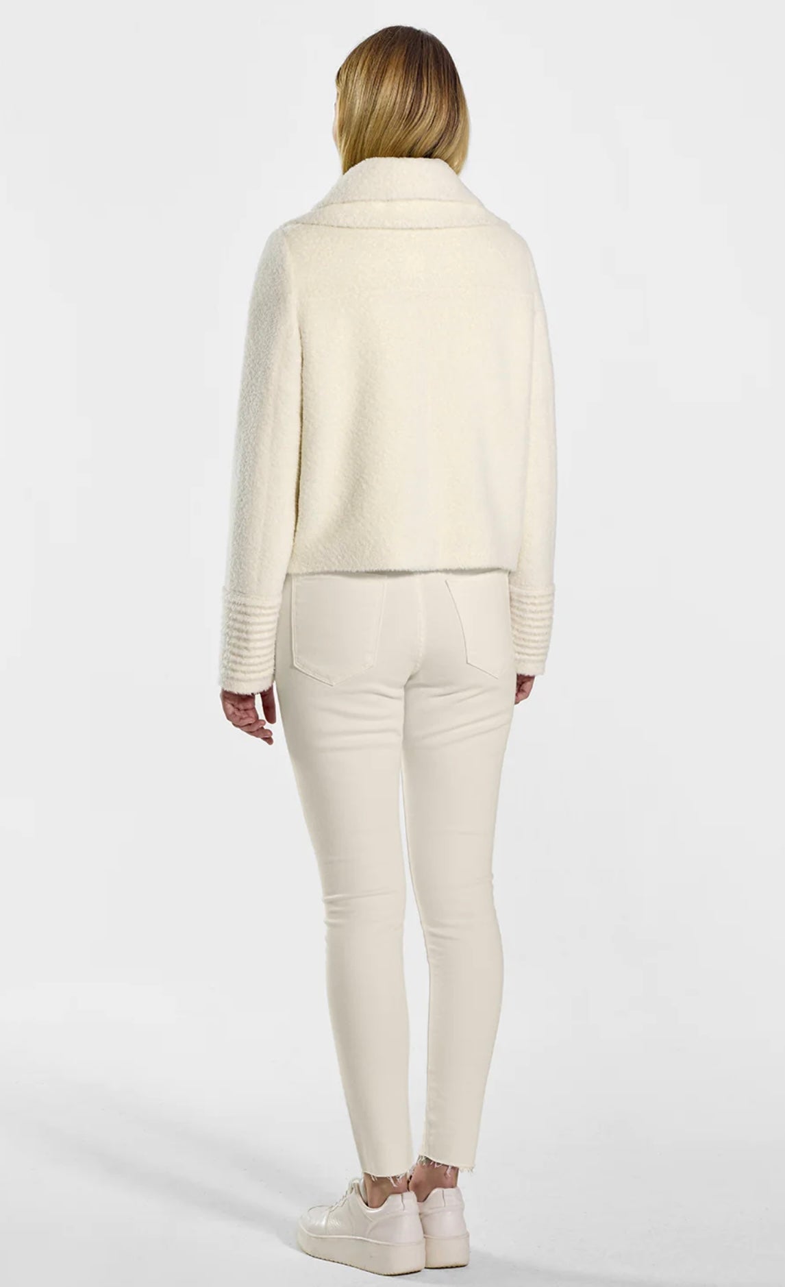 SENTALER - BOUCLÉ ALPACA MOTO JACKET WITH SIGNATURE DOUBLE COLLAR