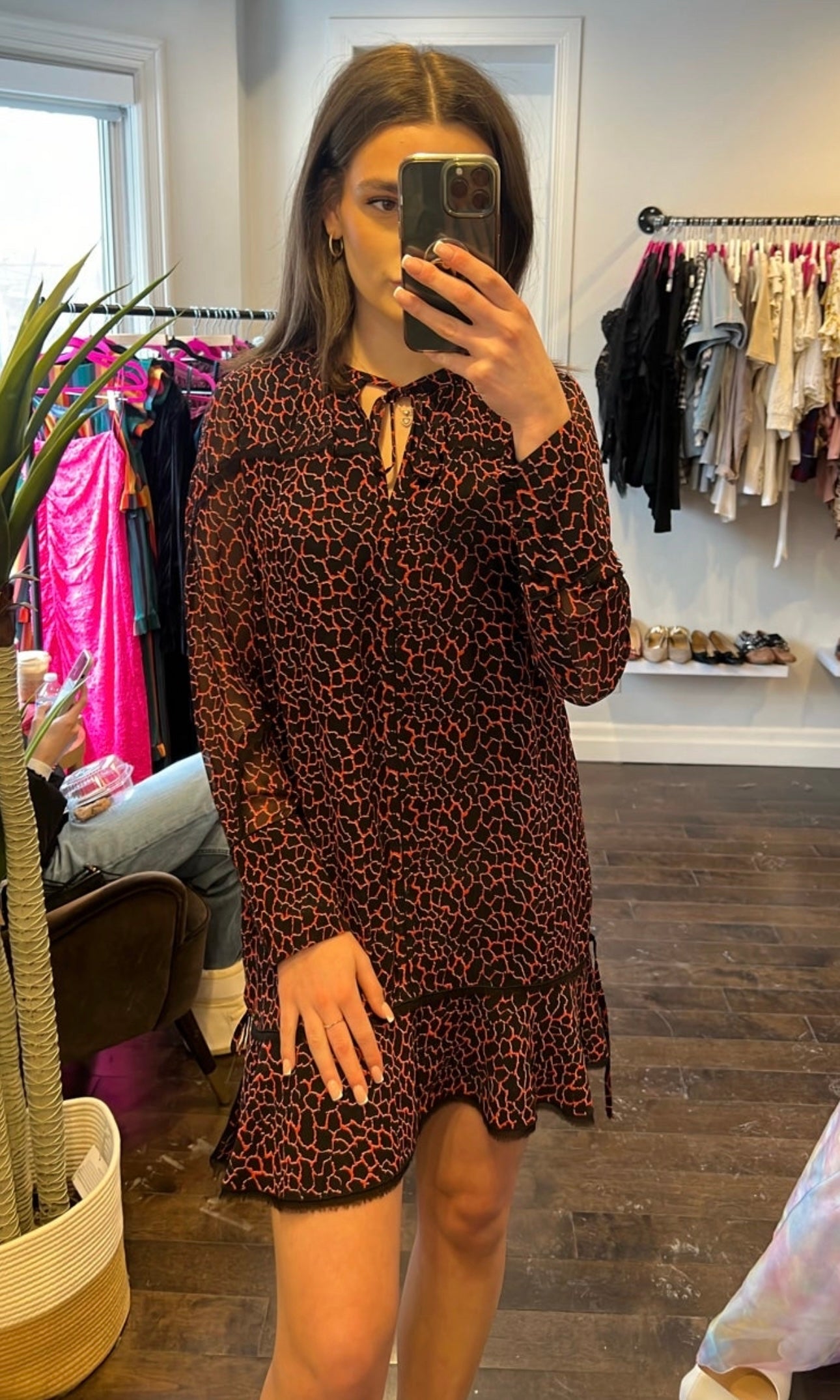 Proenza Schouler Cracked Pattern Crepe Chiffon Dress