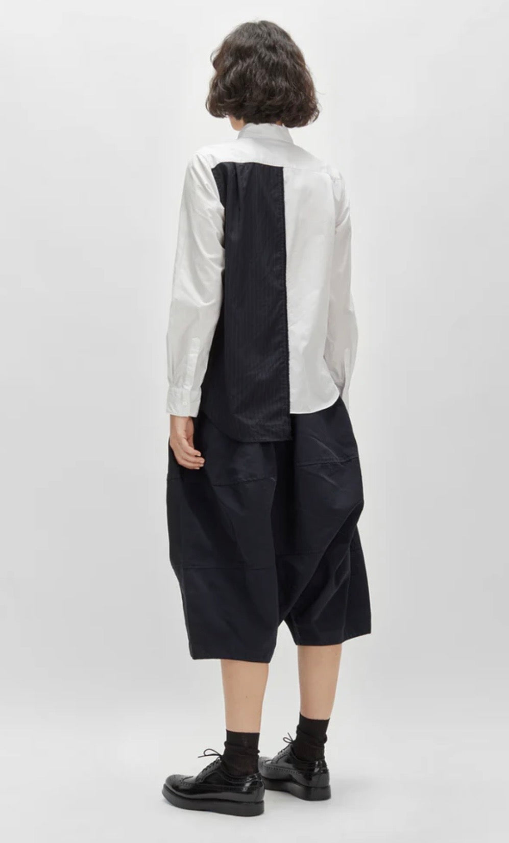 Comme Des Garcons Button Up Top with Zipper and Stripe