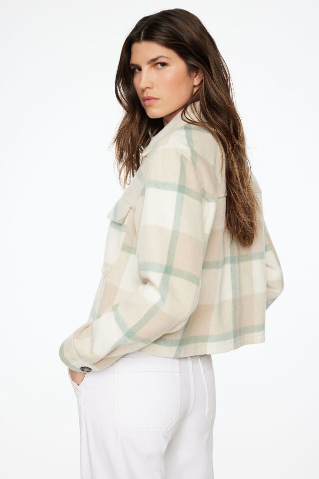 DYNAMITE cropped plaid shacket
