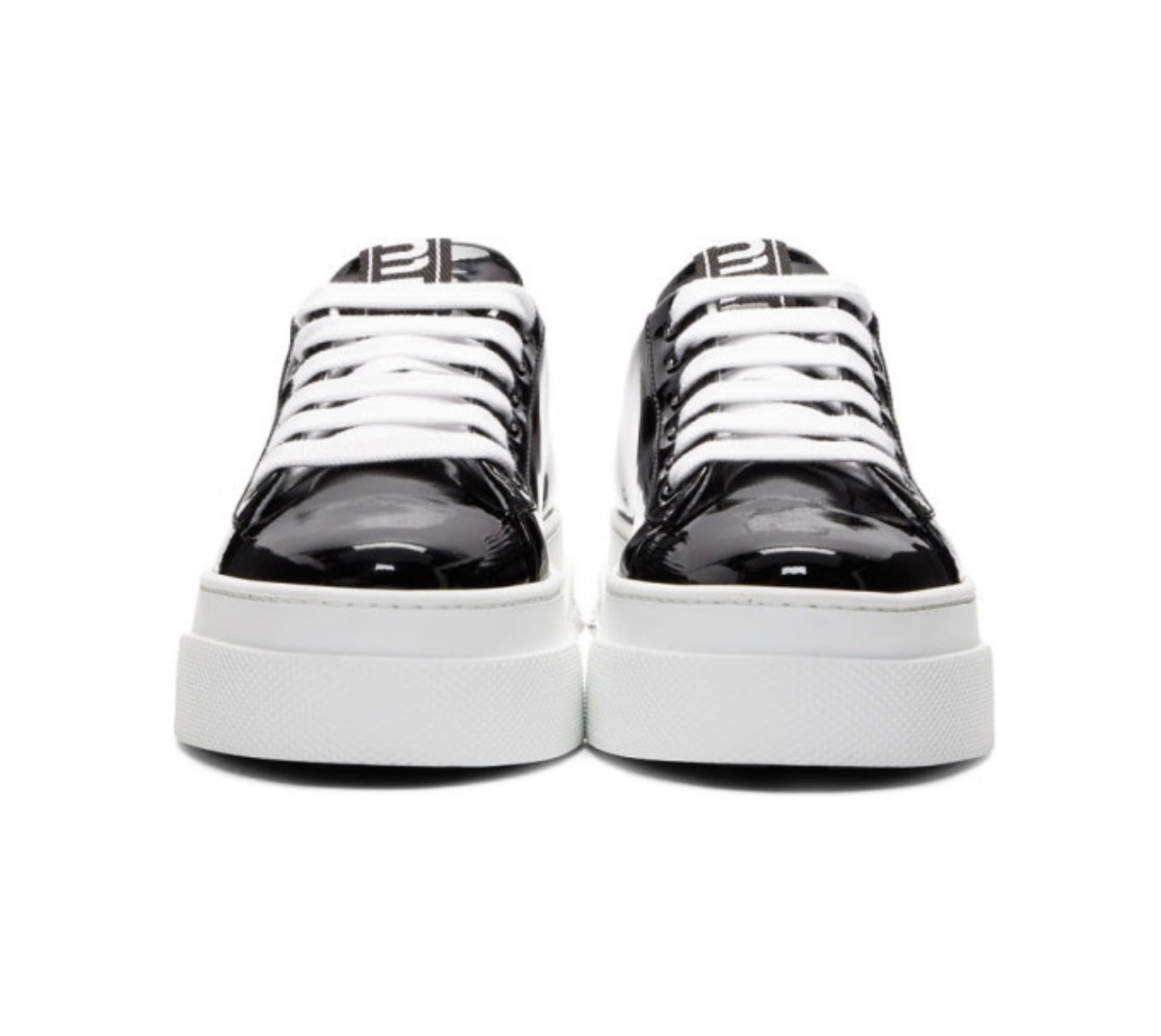 Miu Miu Black Patent Crystal Platform Sneakers