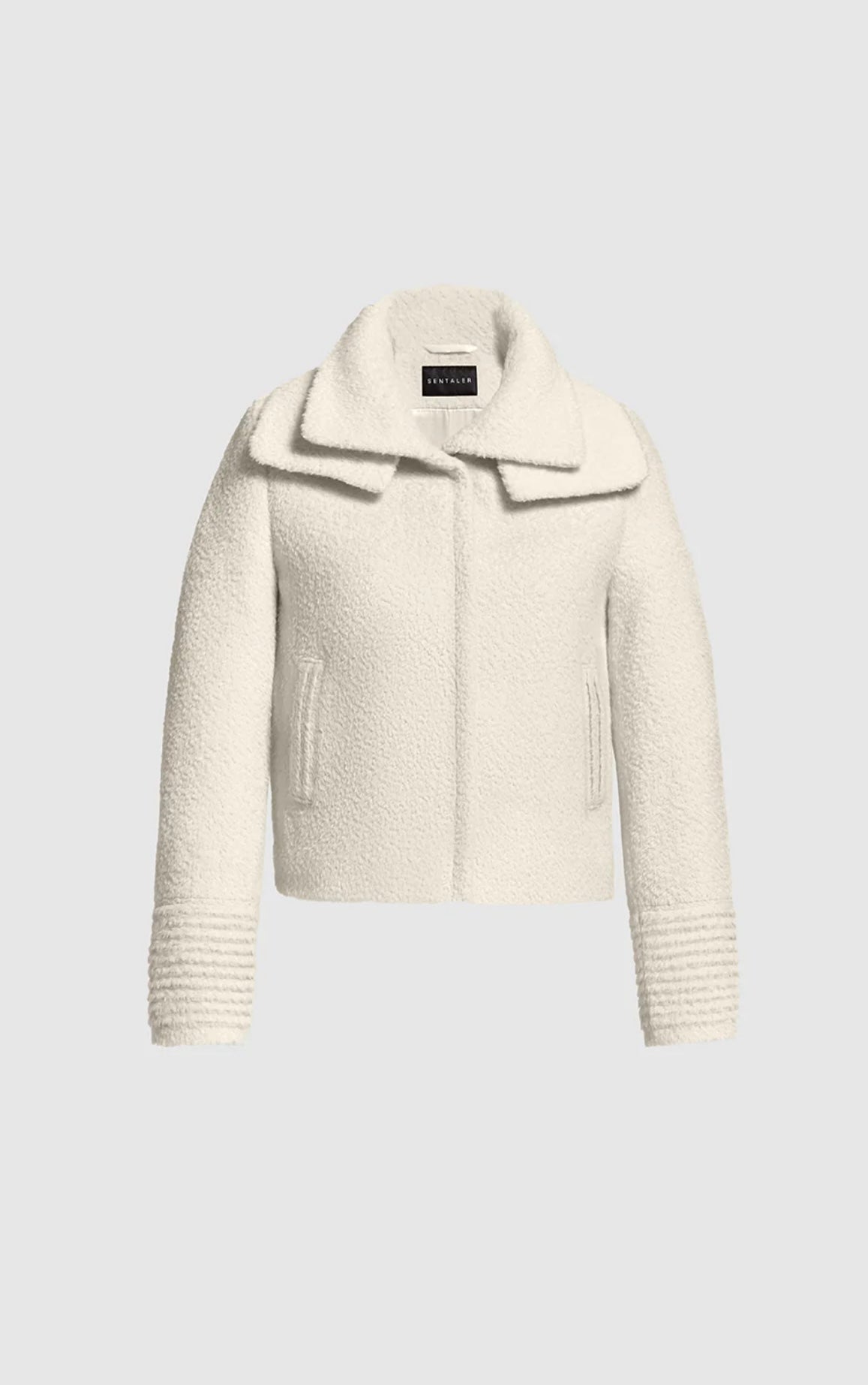 SENTALER - BOUCLÉ ALPACA MOTO JACKET WITH SIGNATURE DOUBLE COLLAR