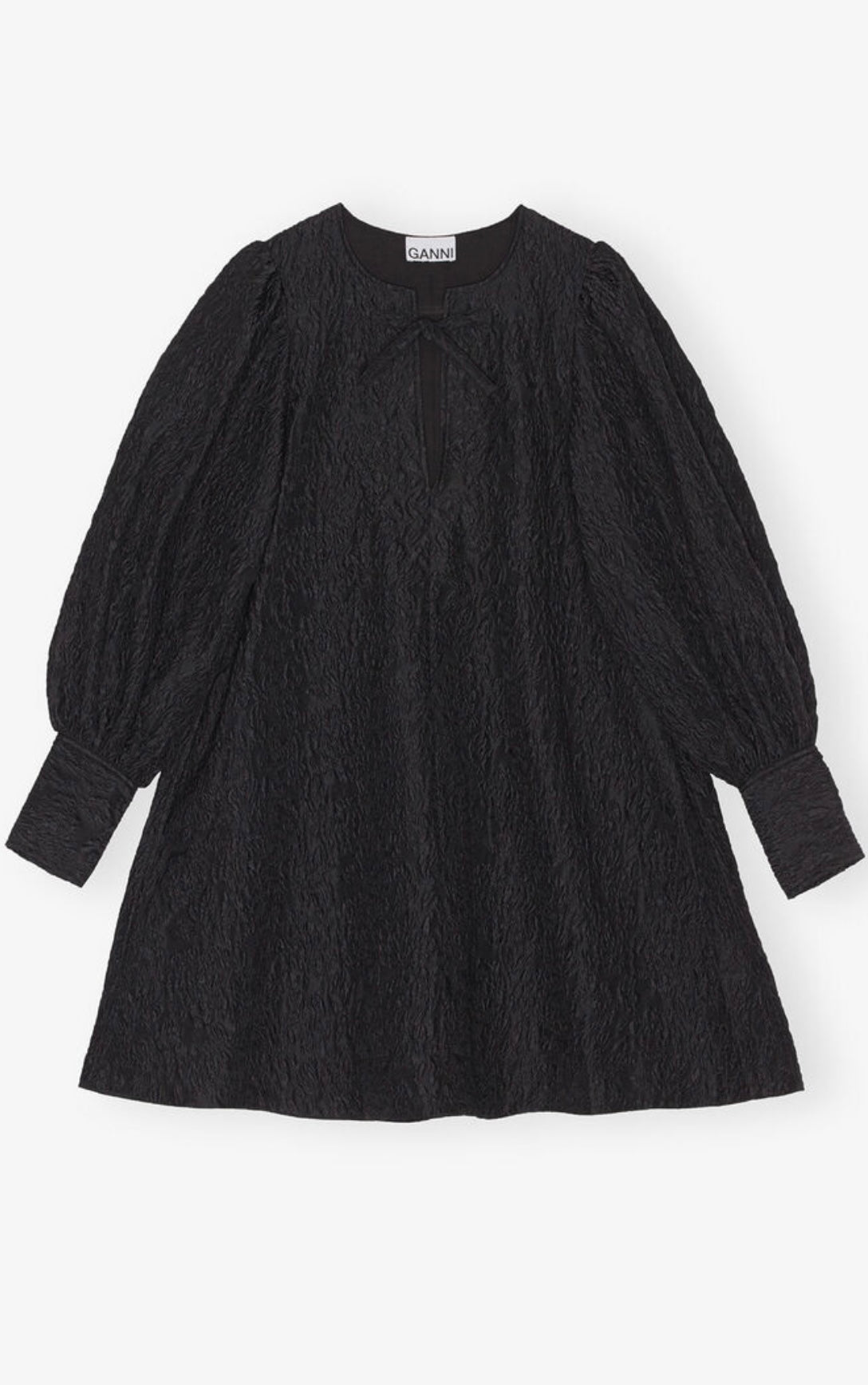 GANNI Black Jacquard Organza Mini Dress