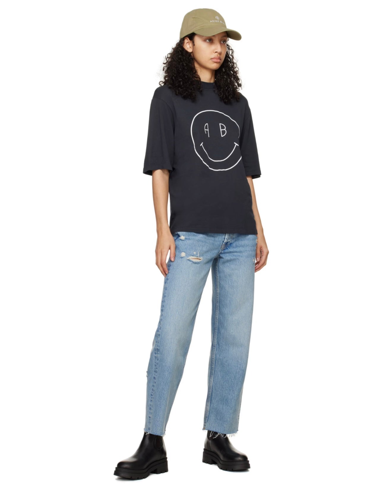 ANINE BING
Black Avi Smiley T-Shirt