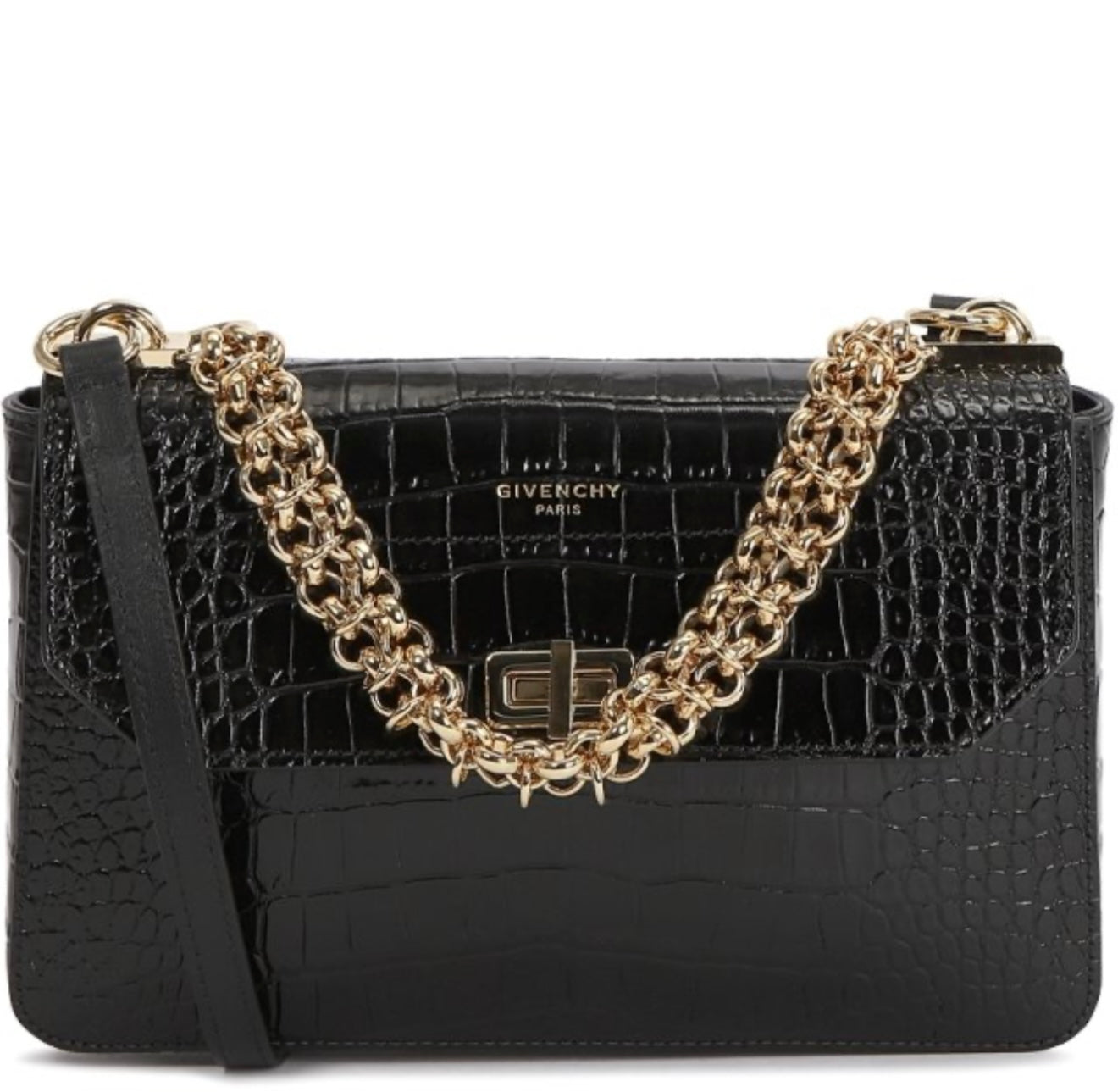 Givenchy - Catena Small Croc-Effect Cross-Body Black Leather Shoulder - Vintage