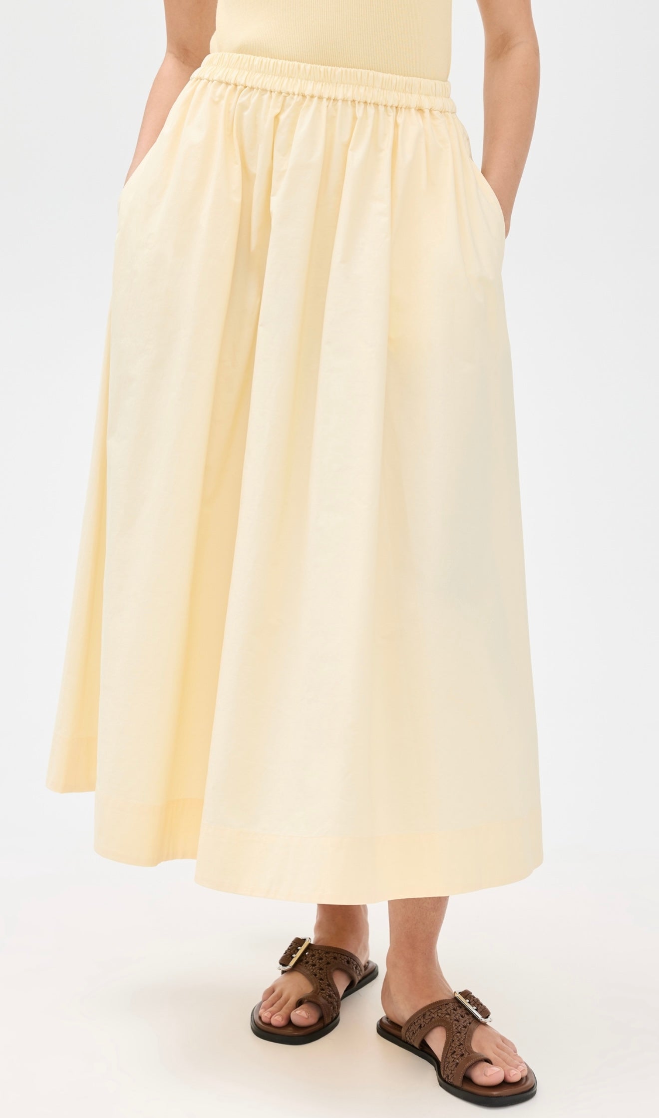 ALIGNE - NATALIE ELASTICATED COTTON MIDI SKIRT