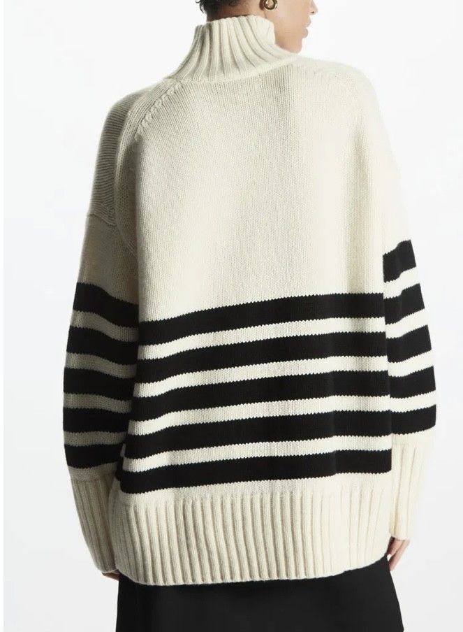 COS 100% Cashmere Striped Turtleneck