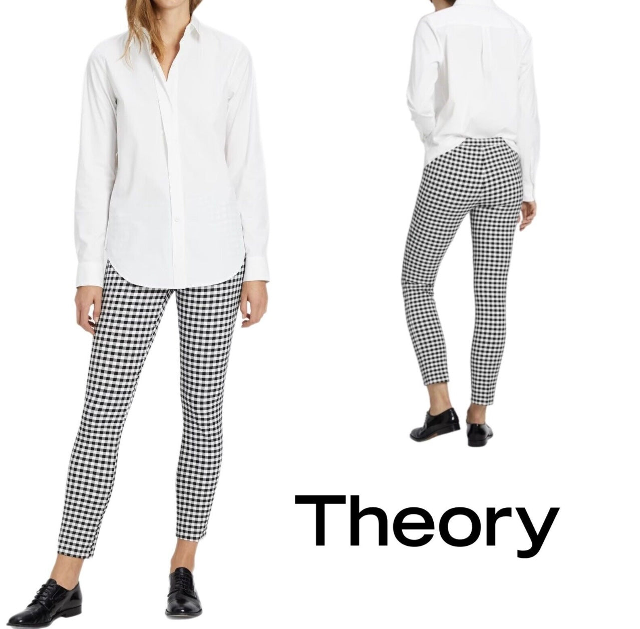 THEORY - BLACK/WHITE CHECK PANTS