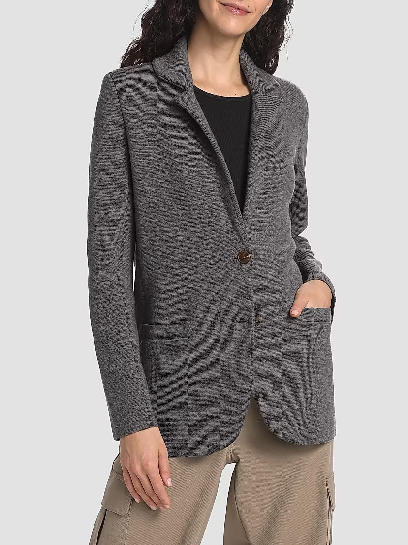 TWP Heather Grey Single Breasted Knit Blazer