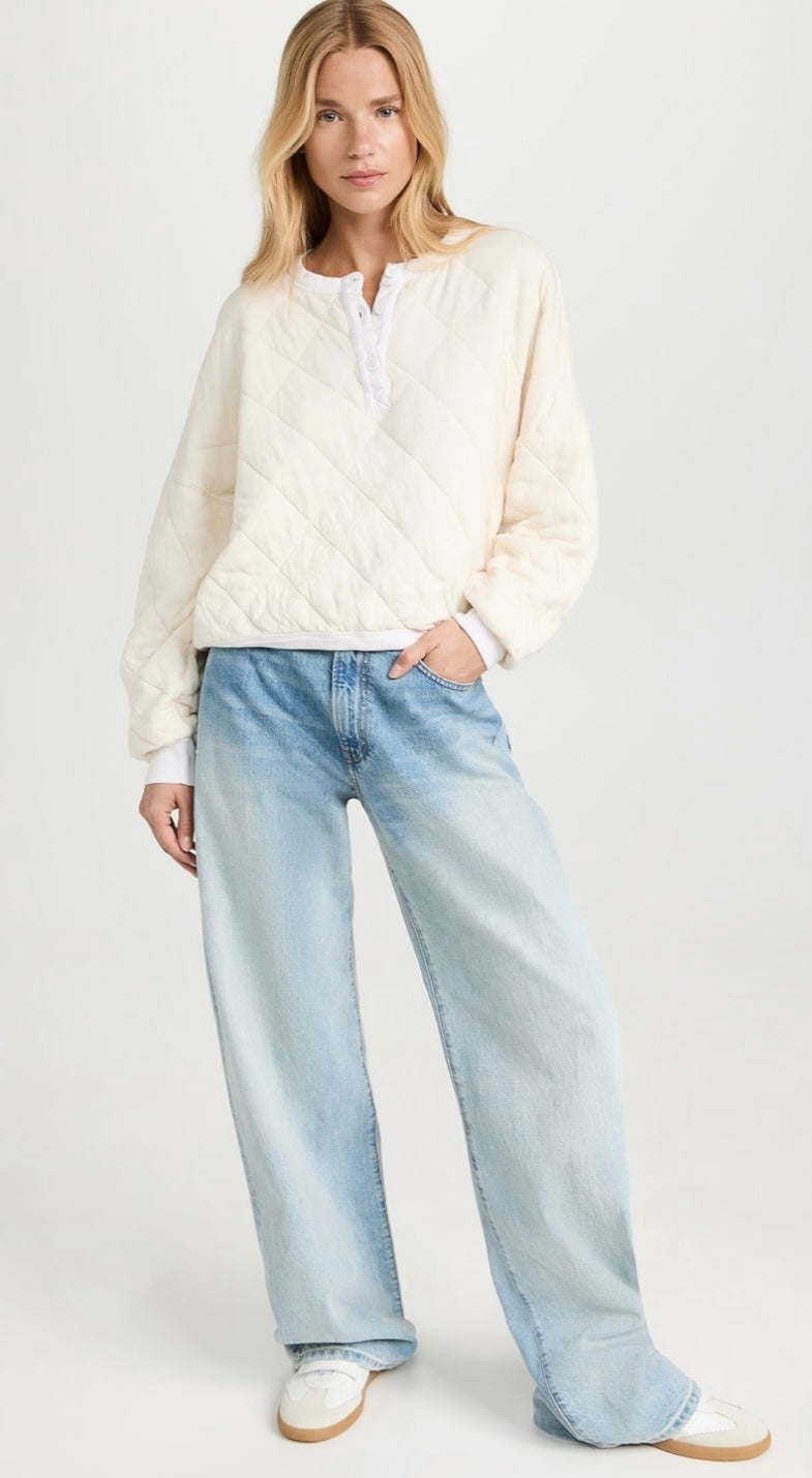 Stateside -
Quilted Oversized Henley Pullover