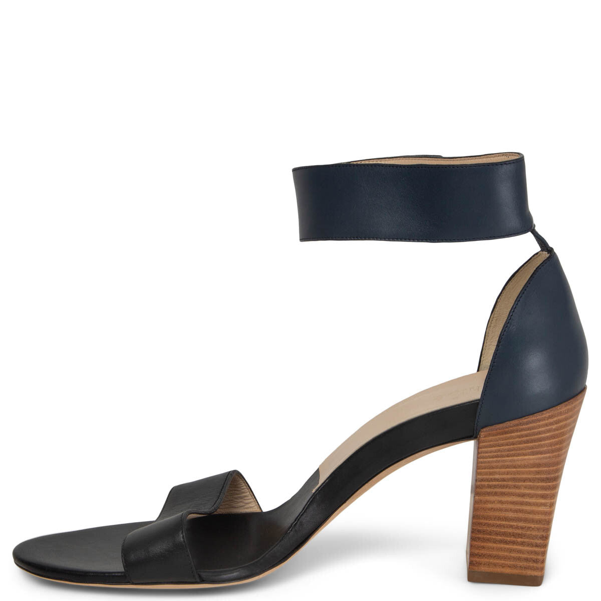 CHLOE black leather sandals with wood block heel