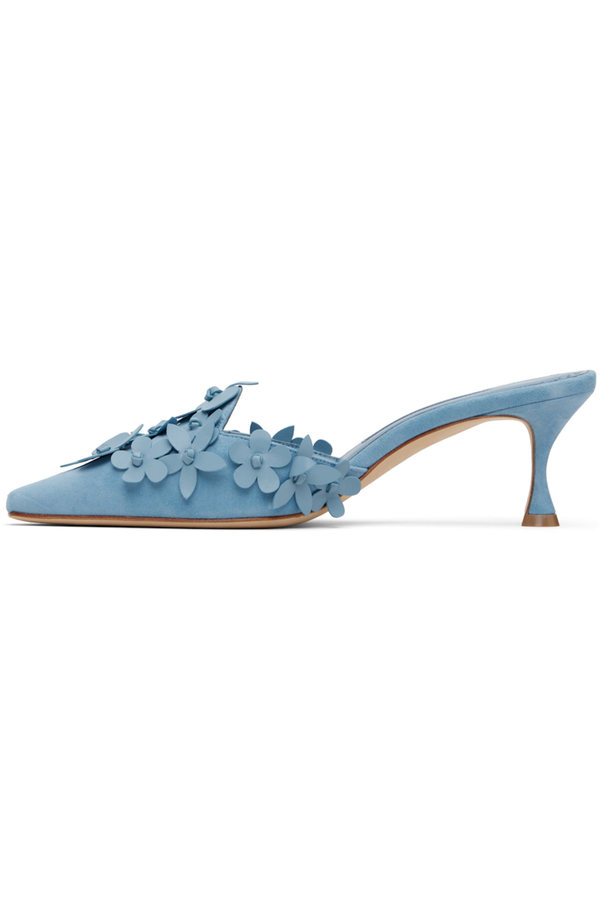 MANOLO BLAHNIK blue harnes mules