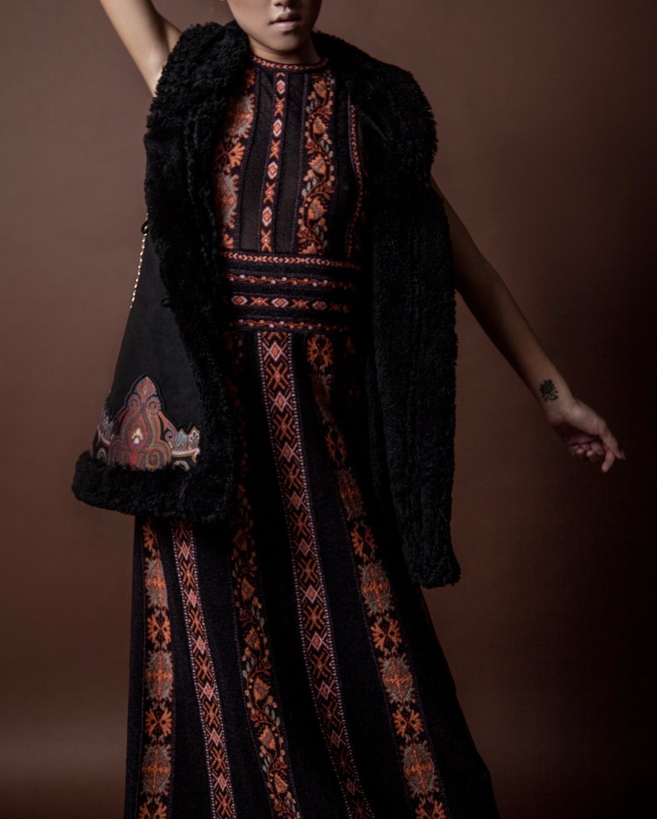 MISSONI black sparkle red printed long dress