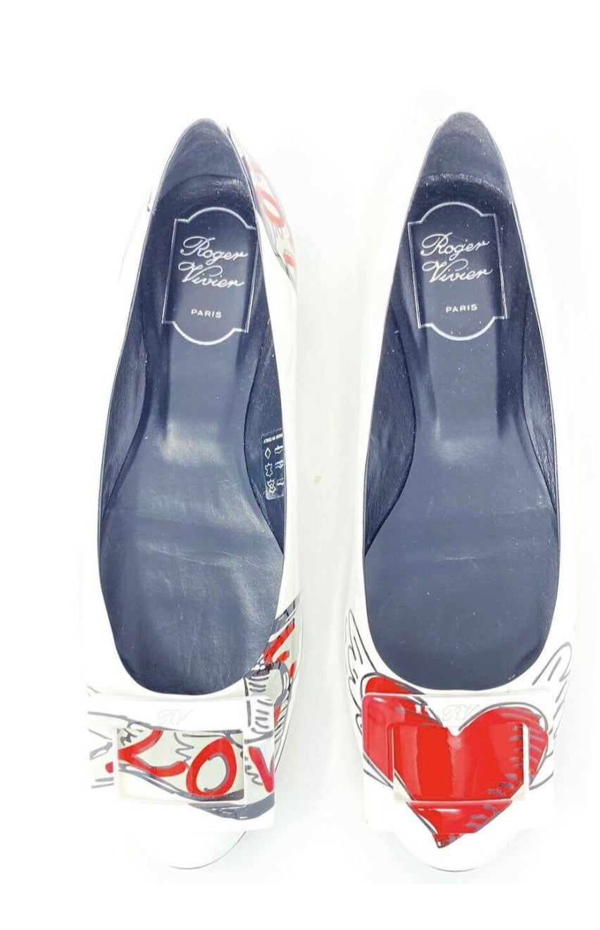 Roger Vivier - White “LOVE” Flats