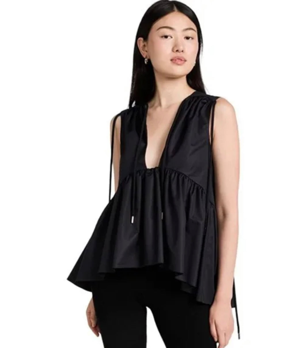 ANKVAS - Sleeveless Babydoll Blouse in Black