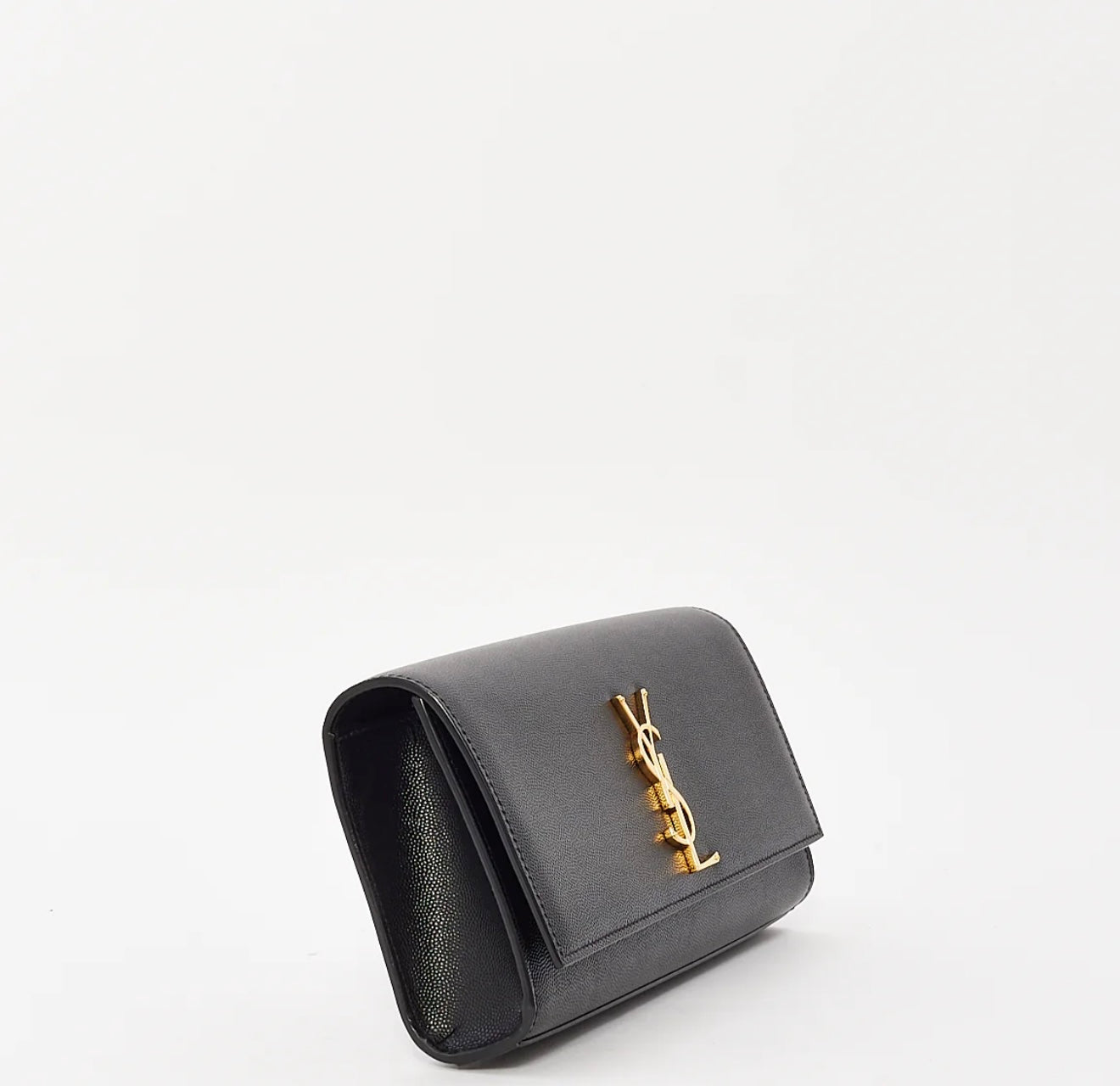 Saint Laurent Black Grain de Poudre Leather Kate Clutch