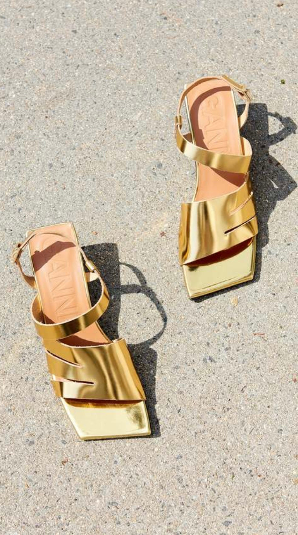 GANNI - Asymmetrical Caged Kitten Heel Sandals
