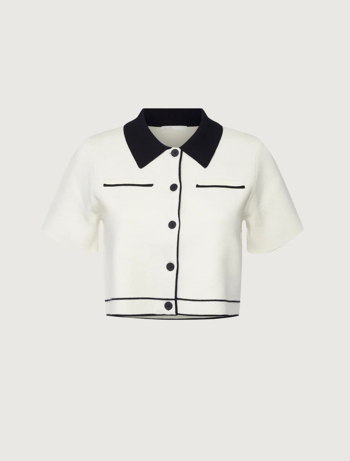 OAK + FORT - CROPPED KNIT CONTRAST TRIM TOP